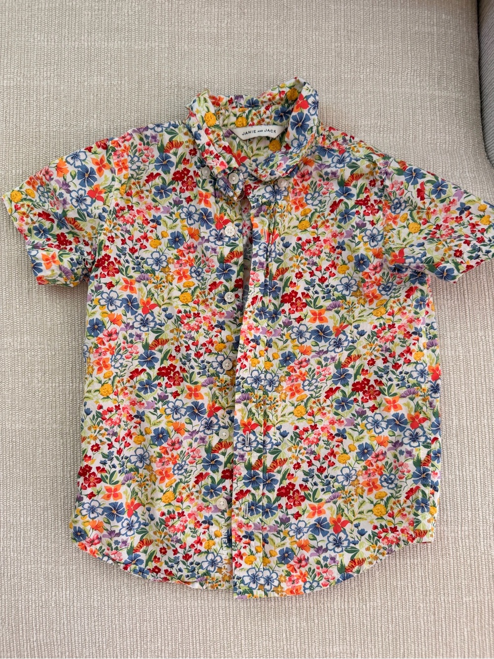 Janie and Jack Kids' Short-Sleeve liberty Floral Button-Down Shirt 5